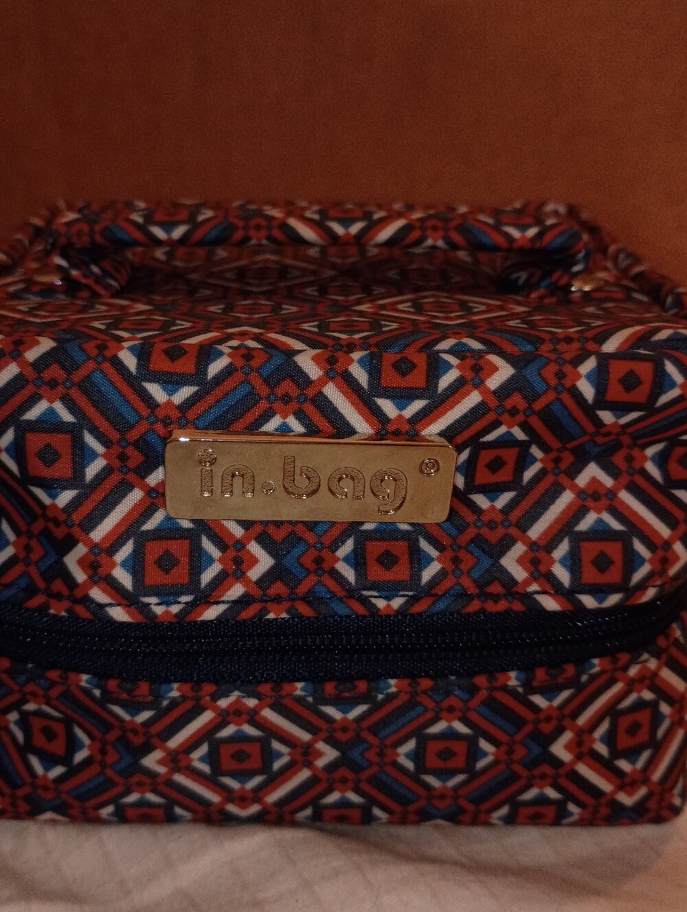 Geometric Pattern Men’s Travel Toiletry Bag - Red, Blue, White